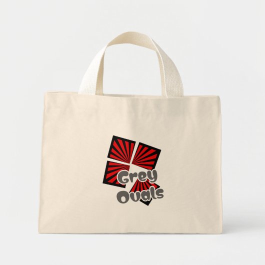 Rode vierkanten met balken en grijze ovalen Tekst Mini Tote Bag (Voorkant)