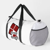 Rode vierkanten met balken en grijze ovalen Tekst Plunjezak (Rechterhoek)