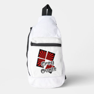 Rode vierkanten met balken en grijze ovalen Tekst Sling Bag