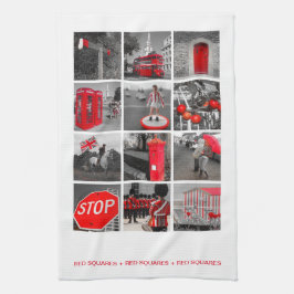 Rode vierkantjes theedoek