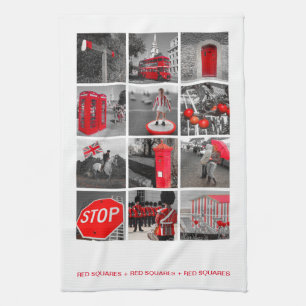 Rode vierkantjes theedoek