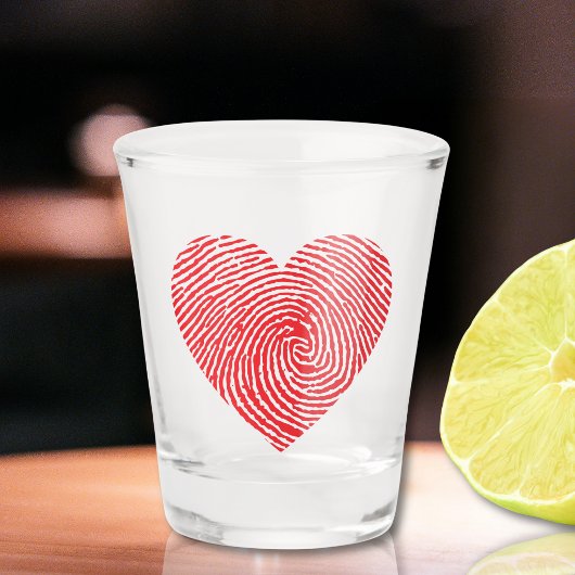 Rode Vingerafdruk Hart Liefde Shotglas Shot Glas