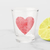 Rode Vingerafdruk Hart Liefde Shotglas Shot Glas (Voorkant)