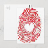 rode vingerafdruk met hart briefkaart (Voorkant / Achterkant)