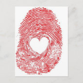 rode vingerafdruk met hart briefkaart (Voorkant)