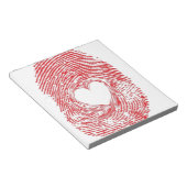 rode vingerafdruk met hart notitieblok (Schuin)