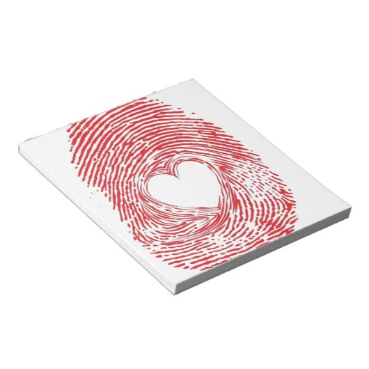 rode vingerafdruk met hart notitieblok (Schuin)