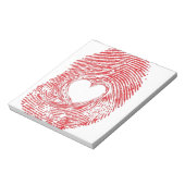 rode vingerafdruk met hart notitieblok (Linkerzijde)