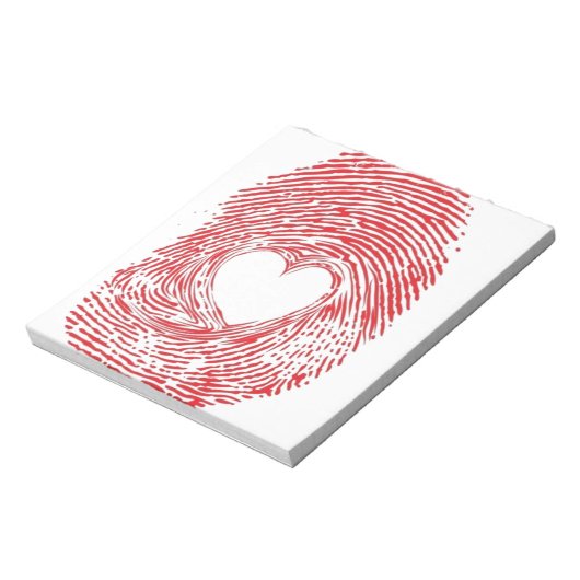 rode vingerafdruk met hart notitieblok (Linkerzijde)