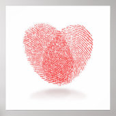 rode vingerafdrukhartvorm op witte achtergrond poster (Voorkant)