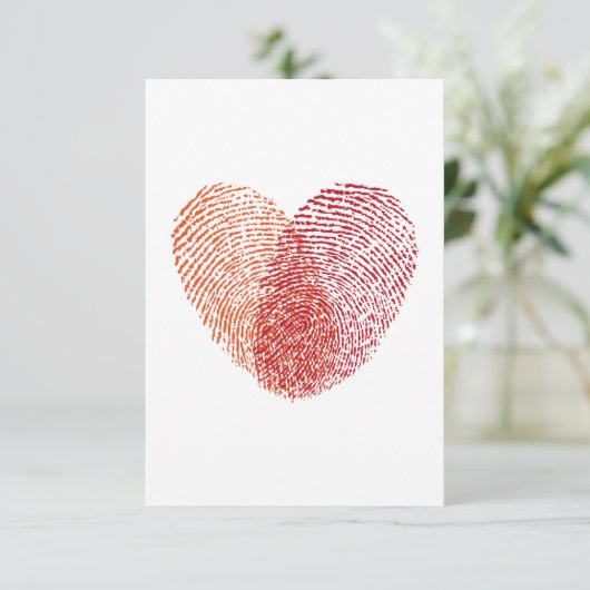 Rode vingerafdrukleed, trouwuitnodiging kaart (Staand voorkant)