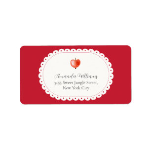 Rode Vintage Apple Baby Shower Retouradres Etiket