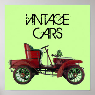 RODE VINTAGE AUTO /KLASSIEKE AUTO AUTOMOBIEL Groen Poster