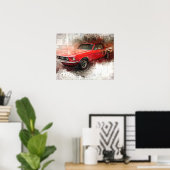 Rode Vintage auto Poster: Tijdloze auto kunst Poster (Thuiskantoor)