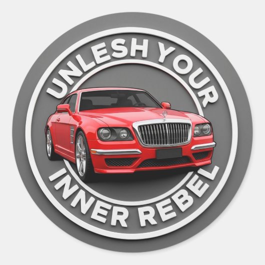Rode Vintage Auto Ronde Sticker (Voorkant)