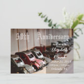 Rode Vintage Auto's 50ste Verjaardag Kaart (Staand voorkant)