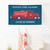 Rode Vintage brandweerwagen / brandweerauto partij Spandoek (Insitu)