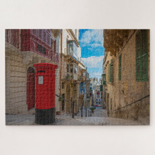 Rode vintage brievenbus in Malta Legpuzzel