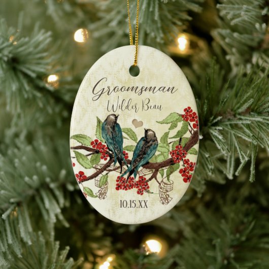 Rode Vintage Bruidegom Ornamenten met Vogels (Boom)