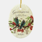 Rode Vintage Bruidegom Ornamenten met Vogels (Voorkant)