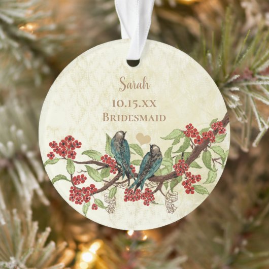 Rode Vintage Bruidsmeisje Vogel Ornament (Boom)