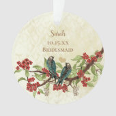 Rode Vintage Bruidsmeisje Vogel Ornament (voorkant)