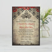 Rode Vintage Chandelier Wedding Uitnodiging (Staand voorkant)