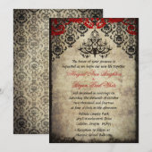 Rode Vintage Chandelier Wedding Uitnodiging (Voorkant / Achterkant)