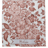 Rode Vintage Chinoiserie Bloemen gepersonaliseerd Douchegordijn (Voorkant)