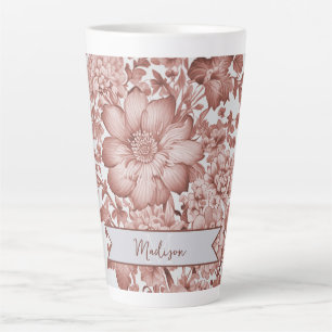 Rode Vintage Chinoiserie Bloemen gepersonaliseerd Latte Mok