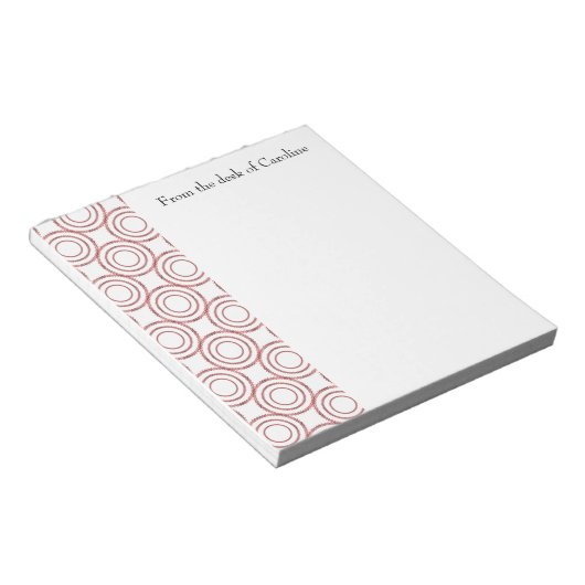 Rode Vintage Cirkelpatroon Persoonlijke Notitieblo Notitieblok (Schuin)