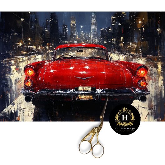 Rode Vintage Classic Car Decoupage Tissuepapier