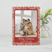 Rode Vintage Foto Kerst Kaart (Staand voorkant)