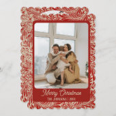 Rode Vintage Foto Kerst Kaart (Voorkant / Achterkant)