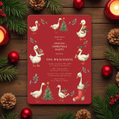 Rode Vintage Gans Kerstfeest Uitnodiging