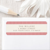 Rode Vintage Gingham Kerst Adresetiketten Etiket (Insitu)