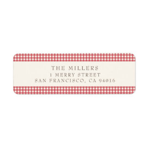 Rode Vintage Gingham Kerst Adresetiketten Etiket