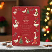 Rode Vintage Goose kerstfeest uitnodiging