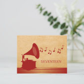Rode Vintage Gramophone Briefkaart (Staand voorkant)