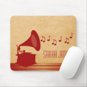 Rode Vintage Gramophone Mousepad Muismat (Met muis)