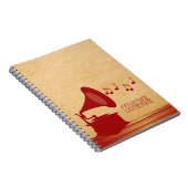 Rode Vintage Gramophone Notitieboek (Rechterzijde)