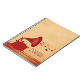 Rode Vintage Gramophone Notitieboek (Linkerzijde)