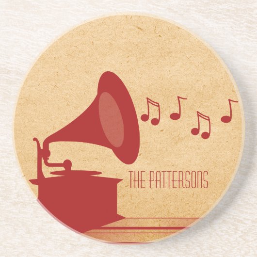 Rode Vintage Gramophone Onderzetter (Voorkant)