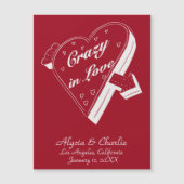 Rode Vintage Harten magnetische uitnodiging bruilo (Voorkant)