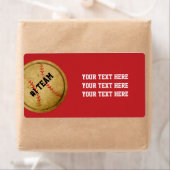 Rode Vintage Honkbalteam Feest Stickerlabels Etiket (Insitu)
