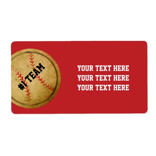 Rode Vintage Honkbalteam Feest Stickerlabels Etiket (Voorkant)