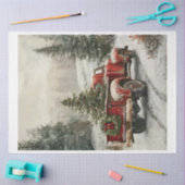 Rode Vintage Kerst Truck Tissuepapier (Craft)