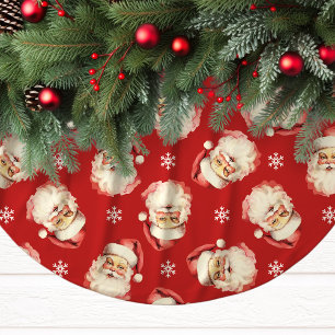 Rode Vintage Kerstman Gezicht Waterverf Kerstboom Rok