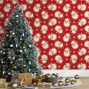 Rode Vintage Kerstman Kerstmis Behang