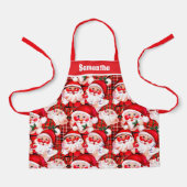 Rode Vintage Kerstman Plaid Kerst Kinderen Schort (Voorkant)